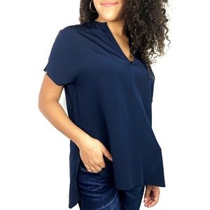 VINCE Blue V-neck 100% Silk XS Blouse